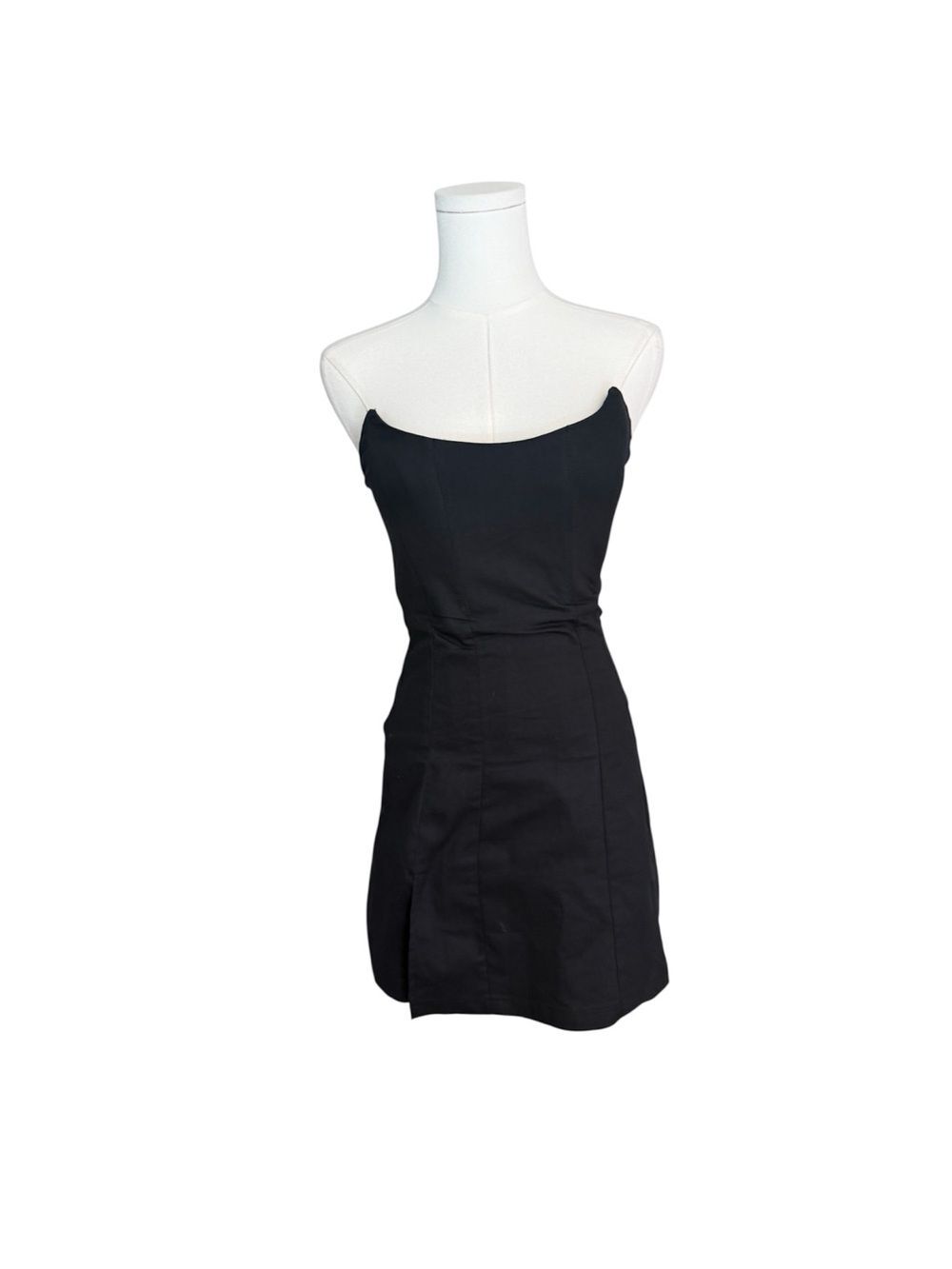 White Fox Black Corset Mini Dress Strapless Bodycon Slit Party Cocktail S - Picture 2 of 8